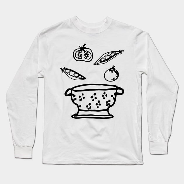 Retro Veggie Soup Design Long Sleeve T-Shirt by SWON Design